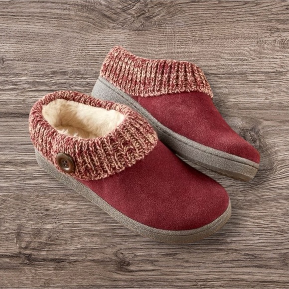 EUC The Vermont Country Store Women's Suede Slipper Clogs With Ragg Cuffs Sz 7M - Picture 1 of 10